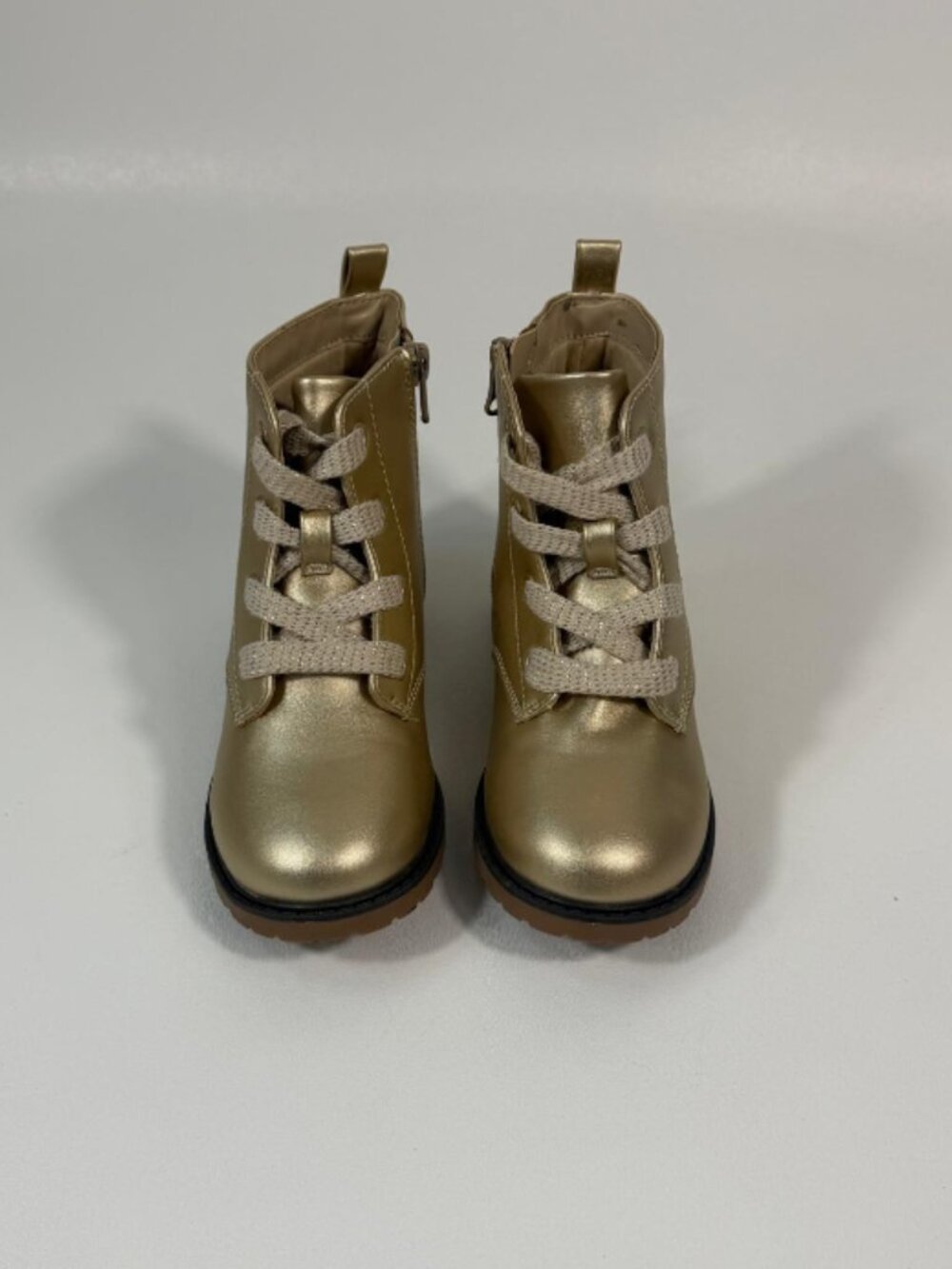 Cat & JackToddler Girls' Giovanna Metallic Lace-up Zipper Boots Rose gold Sz 12